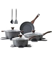 SENSARTE Nonstick Cookware Set 13-Piece, Non Stick Pots and Pans Set with Swiss Granite Coating, ...