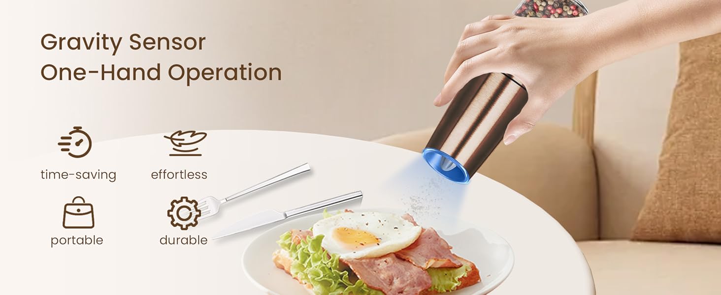 KIARYUOLL Gravity Electric Salt And Pepper Grinder Set