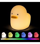 UNEEDE Voice Control LED Benson Night Light, Cute Duck Animal Silicone Nursery Night Light Rechar...