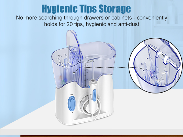 Water Flossing Oral Irrigator with Hygienic Tips Storage