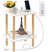 FORAOFUR End Table with Charging Station, End Tables with USB Ports and Outlets, Small Side Table...
