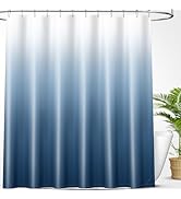 OLANLY Luxury Shower Curtain, Blue Ombre Shower Curtain Sets with 12 Shower Curtain Hooks, Waterp...