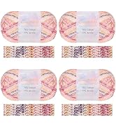 Coopay Gradient Cake Yarn, 78% Cotton Ombre Yarn for Crochet/Knitting, 103 | 4 Pack 3.53oz/100g E...