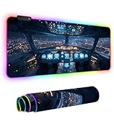 ANNA QUEEN LED Gaming Mouse Pad XL 35.4"x15.7", Flight Cockpit RGB Mousepad Large Extended Desk M...