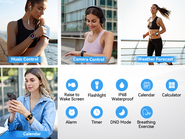 multiple functions like music control, camera control, weather forcast, calender, and so on