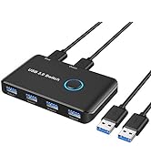 ABLEWE USB 3.0 Switch, USB Switch Selector 2 Computers Sharing 4 USB Devices KVM Switcher Box for...