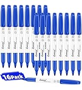 IGreis Fine Point Blue Permanent Markers Bulk, 16 Count for Writing, Drawing, Waterproof, Quick D...