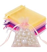 joycraft 50Pcs Organza Bags, 2.7"x3.5" Sheer Drawstring Gift Bags, Organza Jewelry Pouches, Party...