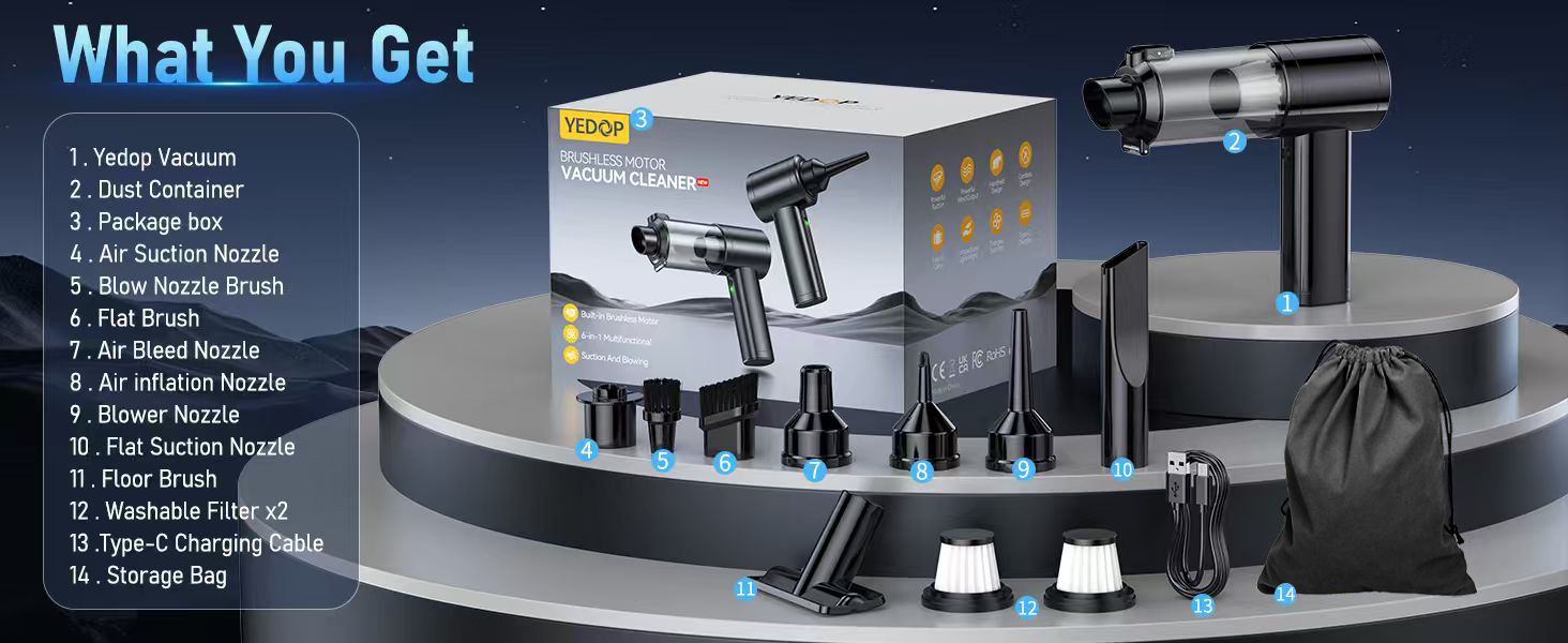 Car Vacuum Portable Cordless what you get