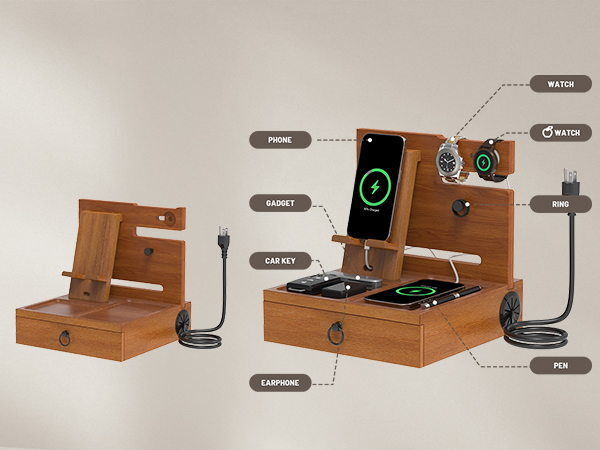 wood phone docking station
