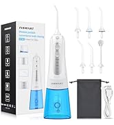 Cordless Water Dental Flosser Teeth Cleaner, INSMART Professional 300ML Tank DIY Mode USB Recharg...