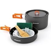 Odoland 9pcs Camping Cookware Non-Stick Lightweight Camping Pots and Pans Set with Plastic Bowls ...