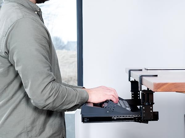 Clamp-on Height Adjustable Tilting Keyboard Tray