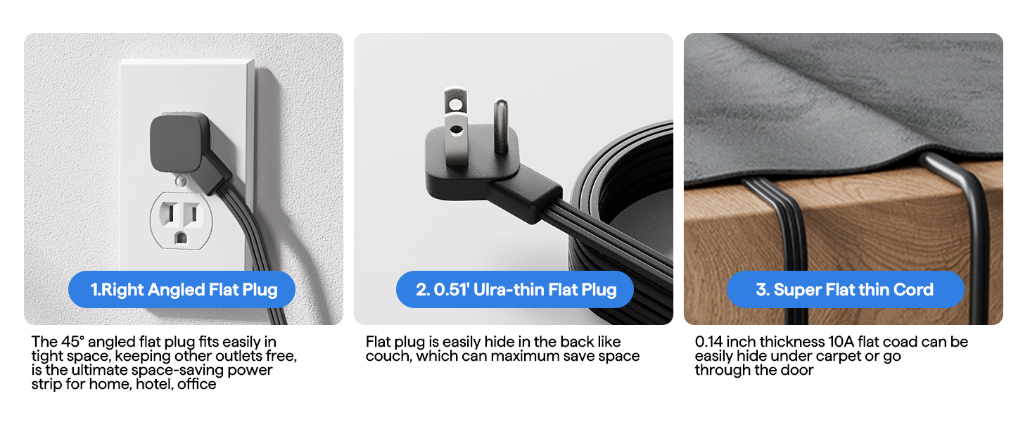 Flat Plug Power Strip