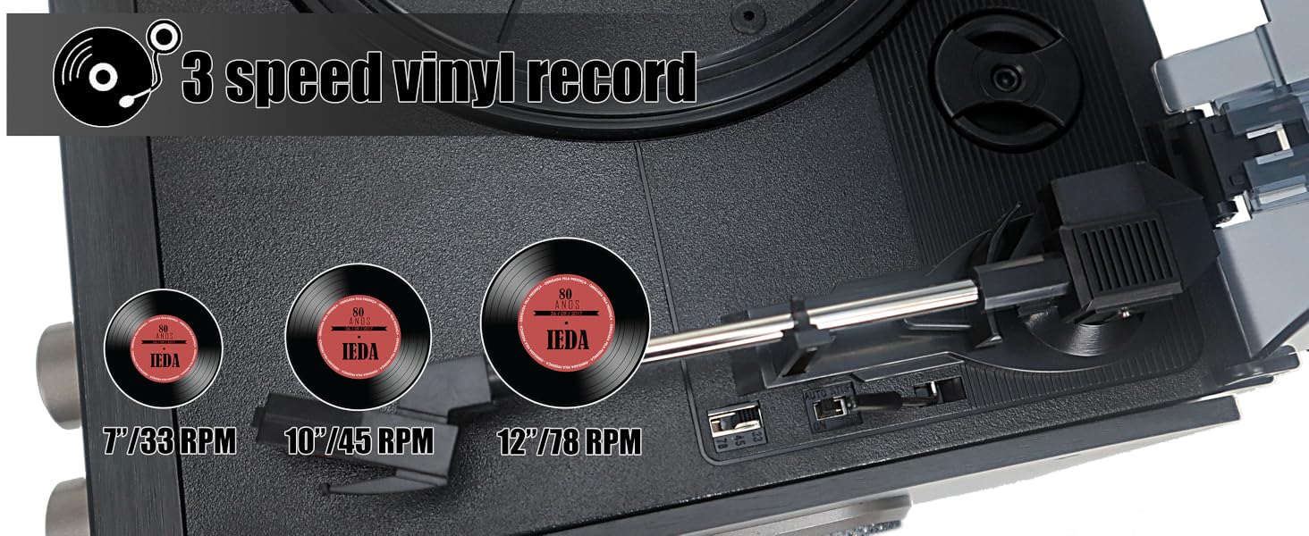 3 speed record player
