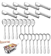 24 Pack Stainless Steel Large Serving Utensils Set - 10" Serving Spoons x 8, 10" Slotted Spoons x...