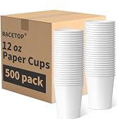 RACETOP [500 pack] Disposable Coffee Cups 12 oz, Paper Cups 12 oz, Hot Cups, Ideal for Hot Drinks...