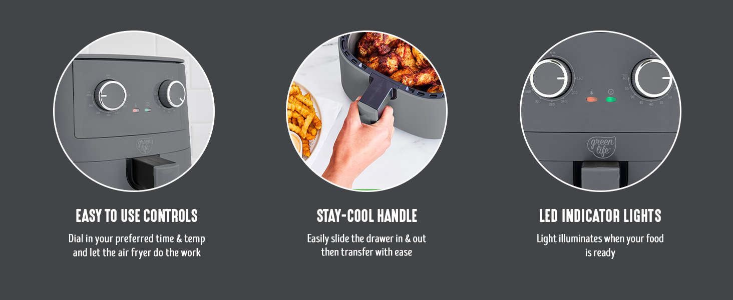 GreenLife, Ceramic Nonstick, PFAS-Free, Non-Toxic, Electrics, Air Fryer