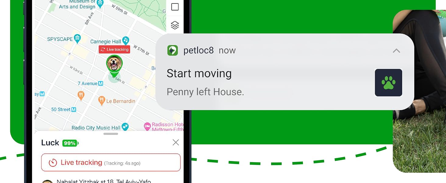 app showing petloc8 app for android and ios phones with notifications