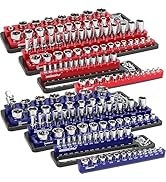 Magnetic Socket Holder Organizer Set: 6-Piece Detachable 1/2 3/8 1/4 Drive Sockets Storage Tray M...