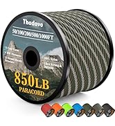 Thadavo 850Ib Reflective Paracord Rope, 50/100/200/500/1000ft 4MM 11 Strand Parachute Cord, Survi...