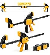 3-Pack Wood Clamps for Woodworking, 12 Inch Bar Clamps with Clamp Connector, Quick-Release Wood C...