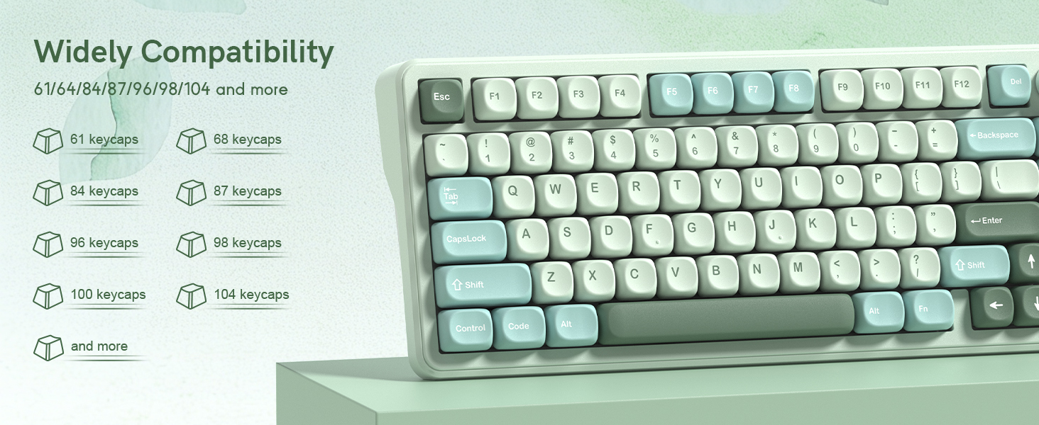 wide compatibility, fitting 61/64/68/84/87/96/98/104 and other common mechanical keyboard layouts