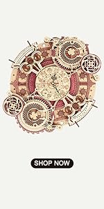 ROKR 3D Wooden Puzzles for Adults, Wooden Puzzle Clock, Mechanical Building Model Kits, DIY Model Ki...