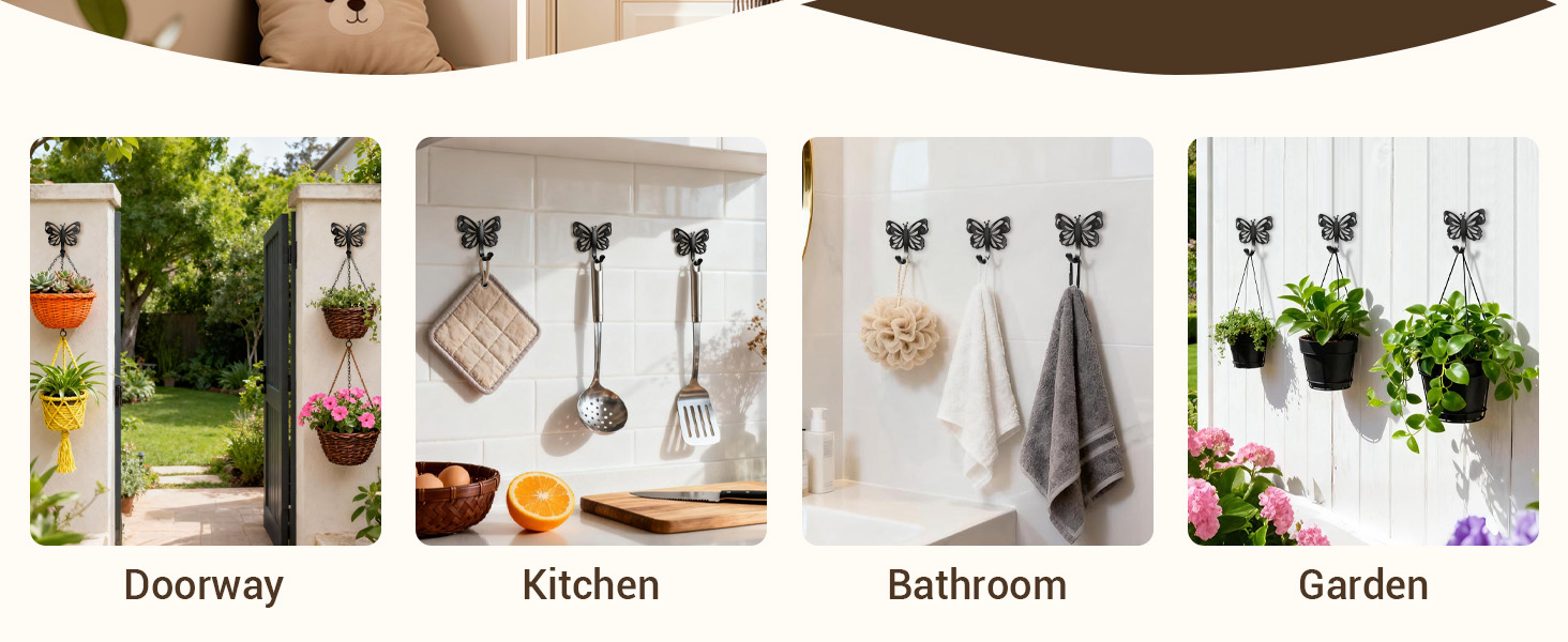 Butterfly Design Wall Hooks for Towel and Coat