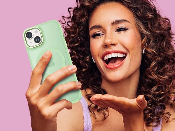 a mint green matte case, elegant, stylish, attractive