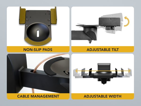 Close-up of MI-SB37 speaker wall mount showing sturdy steel design and adjustable support.