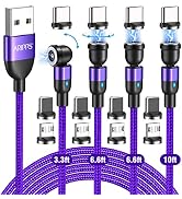 Aripps Magnetic Charging Cable 4 Pack (3.3ft/6.6ft/6.6ft/10ft), 540 Degree Rotating Magnet Phone ...