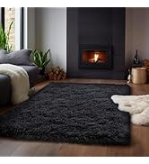 Zentavio Black Area Rugs for Living Room Bedroom 4x6 Men Room Carpet Fluffy Furry Shag Aesthetic ...