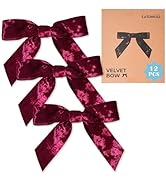LaRibbons Luxury Burgundy Velvet Bows for Christmas Tree - Warm Sparkle in Light, Christmas Bows ...