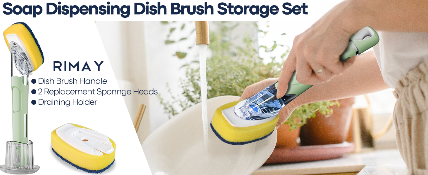 dish scrubber with soap dispenser