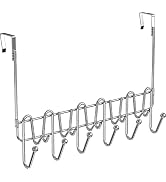DecoBros Supreme Over The Door 11 Hook Organizer Rack, Chrome Finish