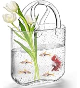 Noamus Purse Vase for Flowers, Unique Clear Glass Bag Vase with Handle, Handbag Shape Flower Vase...