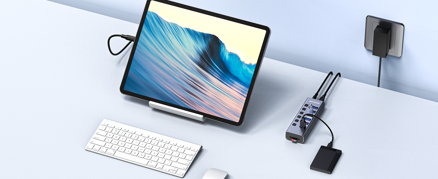 usb hub with ac adapter for tablet