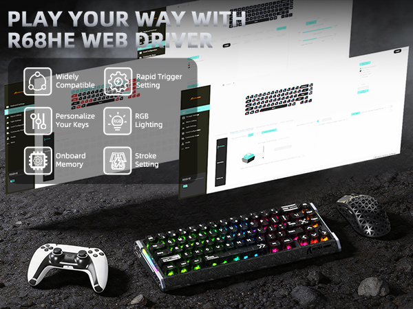 ATTACK SHARK R68 HE 60% Wired Rapid Trigger 8K Mechanical RGB Gaming Keyboard with 0.005mm Accuracy