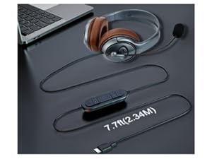 Headset with Long Cord, Long Cable USB-C Headset
