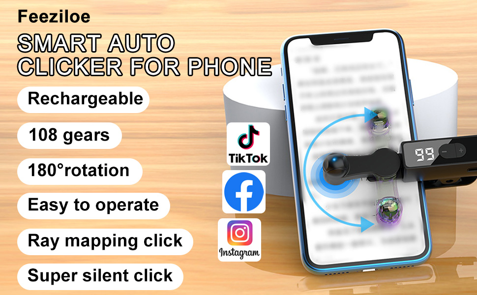 Auto Clicker for Smart Phone, Rechargeable Phone Screen Tapper