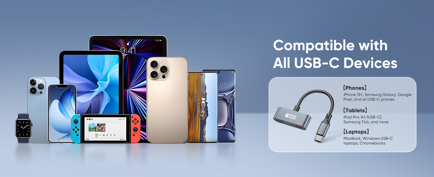 iphone tablet samsung google laptop macbook usb c split spliter usb-c hub