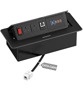 Kungfuking Conference Table Power Strip with 30W USB C and CAT6 Port, Black | Recessed Table Powe...