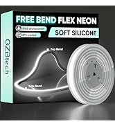 GZBtech 110-120V LED Neon Rope Lights 16.4FT/5M, 3D Top &amp; Side Free Bend 6000K Cool White Silicon...