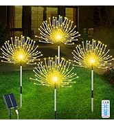 Solar Garden Lights Outdoor-4 Pack 120 LED Solar Powered Firework Stake Lights Waterproof Sparkle...