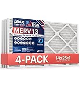 BNX TruFilter 14x25x1 Air Filter MERV 13 (4-Pack) - MADE IN USA - Electrostatic Pleated Air Condi...