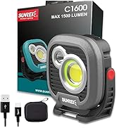 LED Rechargeable Magnetic Work Light SUNREI Mechanic Light Power Bank 180° Rotating,1500LM, 6 Mod...