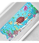 Linoows Baby Bath Tub Mat, 40 x 16 Inch Extra Large Non Slip Kids Cartoon Bathtub Shower Mats wit...