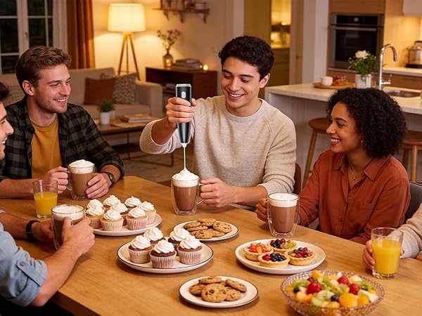  Party Milk Frother: Perfect for Family Gatherings, Make Lattes &amp; Hot Chocolate for Groups
