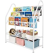 aboxoo Metal Kids Bookshelf Freestanding Bookcase for Children Room 32 in Toy Organizer Large Mod...